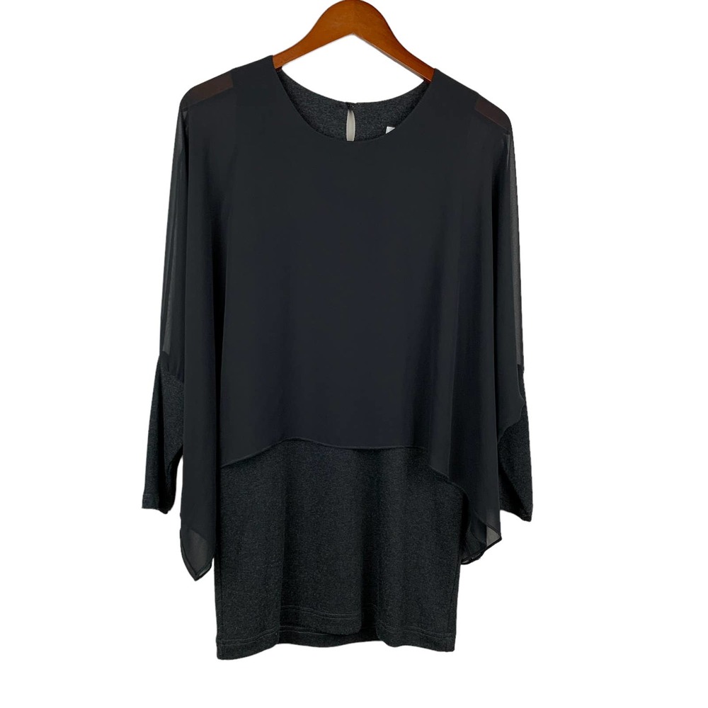 Joseph Ribkoff Layered Tunic Blouse Wide Sleeves Black 6